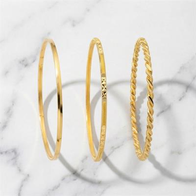 Altın Kaplama Düz Ajda Desenli Ajda Ve İkili Adana Burma Bilezik Kombin BND-137