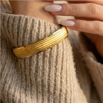 Altın Kaplama Düz Çizgili 1.5 cm Bilezik BLZ-3057