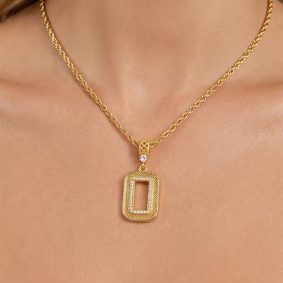 Altın Kaplama Gram Çerçeve Kolye Ucu Ve Gram Çerçeve Figaro Bileklik Kombini BND-157