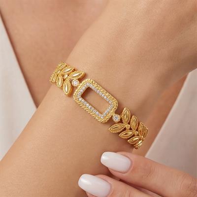 Altın Kaplama Gram Çerçeve Kolye Ucu Ve Gram Çerçeve Çiçek Desenli Bileklik Kombini BND-156