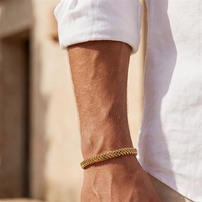 Altın Kaplama Halat Model  Erkek Kelepçe Bileklik EBLK-435