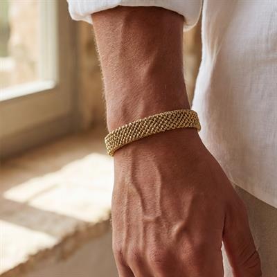 Altın Kaplama Halat Model Erkek Kelepçe Bileklik EBLK-415