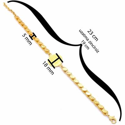 Altın Kaplama Halep (arpa)zincirli Çeyrekli Bayan Bileklik BLK-137