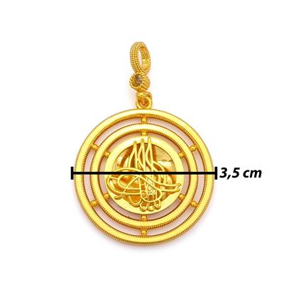 Altın Kaplama İmitasyon Ajda Desenli Tuğralı Küçük Boy Kolye Ucu TGR-734