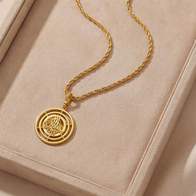 Altın Kaplama İmitasyon Ajda Desenli Tuğralı Küçük Boy Kolye Ucu TGR-734