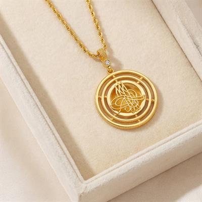 Altın Kaplama İmitasyon Ajda Desenli Tuğralı Orta Boy Kolye Ucu TGR-731