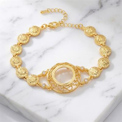 Altın Kaplama İmitasyon Arpa Model Desenli Çeyrek Çerçeveli Bileklik BLK-1225