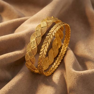 Altın Kaplama İmitasyon Başak Burma Bilezik Ve Lazerli Örgü Bilezik Kombin BND-144