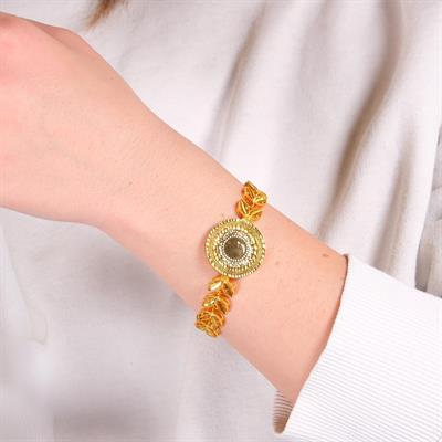 Altın Kaplama  İmitasyon Çiçek Deseni Çeyrek Altınlı Bileklik BLK-1183