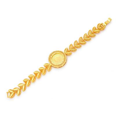 Altın Kaplama  İmitasyon Çiçek Deseni Çeyrek Altınlı Bileklik BLK-1183