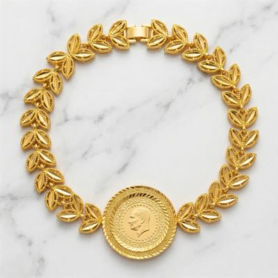 Altın Kaplama İmitasyon Çiçek Desenli Yarım Altınlı Bileklik BLK-1184