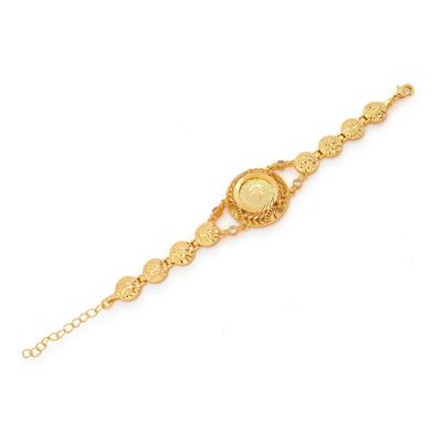 Altın Kaplama İmitasyon Çiçek Desenli Çeyrekli Bileklik BLK-1194