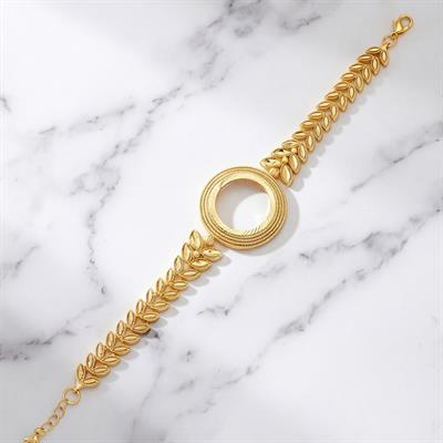 Altın Kaplama İmitasyon Çiçek Desenli  Yarım Çerçeveli Bileklik  BLK-1198