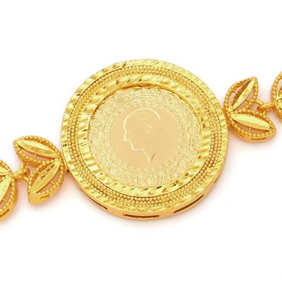 Altın Kaplama İmitasyon Çiçek Desenli Yarım Altınlı Bileklik BLK-1184