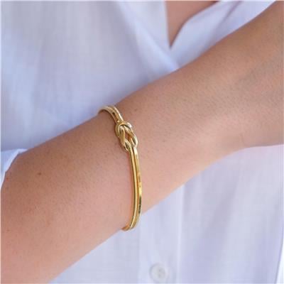 Altın Kaplama İmitasyon Çizgili Model Aşk Düğümü Ajda Bilezik BLZ-3136