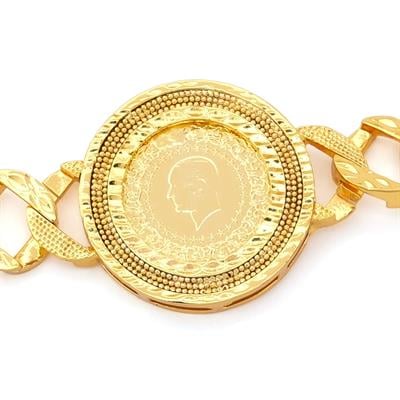 Altın Kaplama İmitasyon Desenli Çeyrek Altınlı Zincir Bileklik BLK-1213
