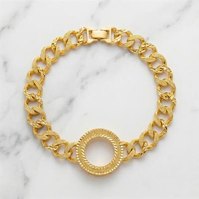 Altın Kaplama İmitasyon Desenli Çeyrek Çerçeveli Zincir Bileklik BLK-1212