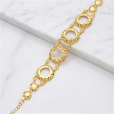 Altın Kaplama İmitasyon Desenli Dört Çeyrek Çerçeveli Bileklik BLK-1206