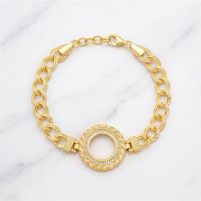 Altın Kaplama İmitasyon Desenli Figaro Model Çeyrek Çerçeve Bileklik BLK-1158