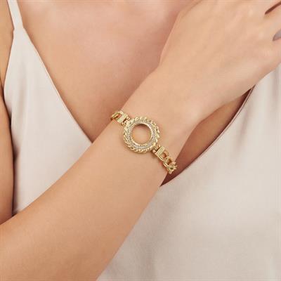 Altın Kaplama İmitasyon Desenli Figaro Model Çeyrek Çerçeve Bileklik BLK-1158