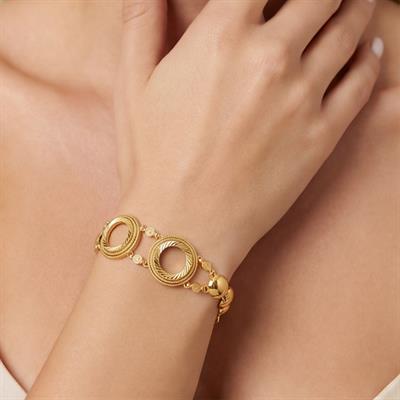 Altın Kaplama İmitasyon Desenli Üç Çeyrekli Çerçeve Bileklik BLK-1192