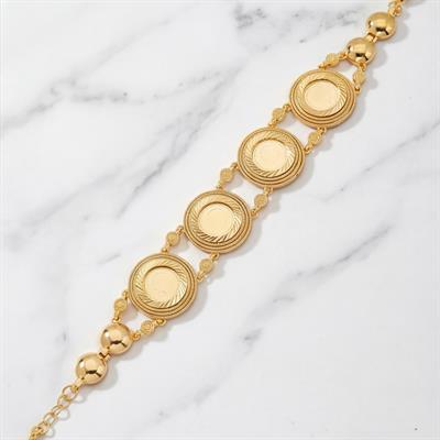 Altın Kaplama İmitasyon Dört Çeyrek Altınlı Desenli Bileklik BLK-1207