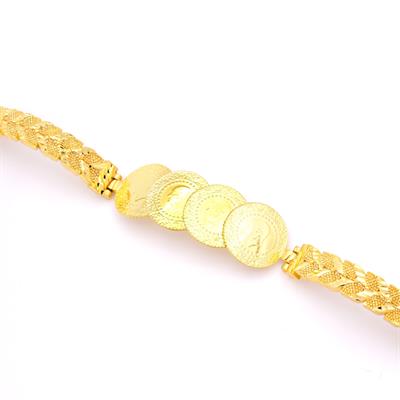 Altın Kaplama İmitasyon Dört Çeyrekli İşlemeli Kelepçe Bileklik BLZ-654