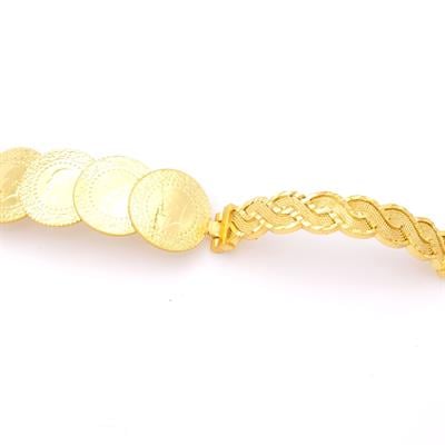 Altın Kaplama İmitasyon Dört Çeyrekli Örgü Model Kelepçe Bileklik BLZ-655