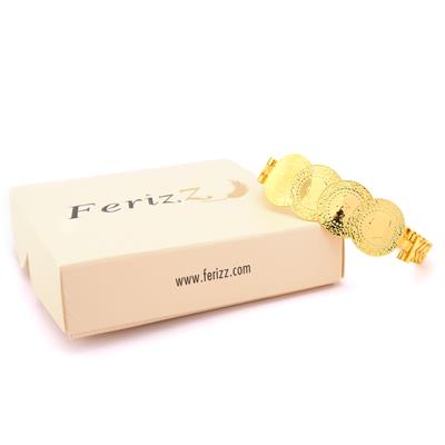 Altın Kaplama İmitasyon Dört Çeyrekli Örgü Model Kelepçe Bileklik BLZ-655