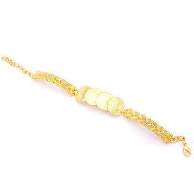 Altın Kaplama İmitasyon Dört Çeyrekli İşlemeli Kelepçe Bileklik BLZ-654