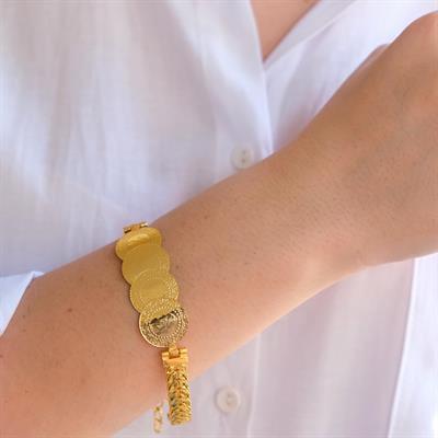 Altın Kaplama İmitasyon Dört Çeyrekli Başak Model Kelepçe Bileklik BLZ-653