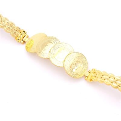 Altın Kaplama İmitasyon Dört Çeyrekli İşlemeli Kelepçe Bileklik BLZ-652