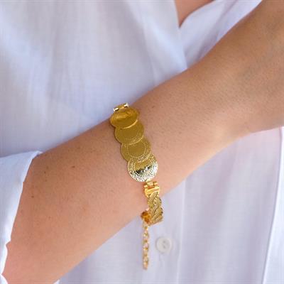 Altın Kaplama İmitasyon Dört Çeyrekli Örgü Model Kelepçe Bileklik BLZ-655