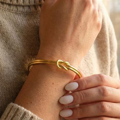 Altın Kaplama İmitasyon Düz Model Ajda Aşk Düğümü Bilezik BLZ-3116