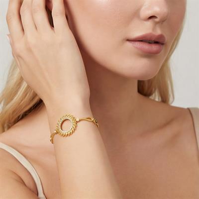 Altın Kaplama İmitasyon Güneş Model Nazar Boncuklu Çeyrek Çerçeveli Bileklik BLK-1218