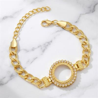 Altın Kaplama İmitasyon İşlemeli Figaro Model Çeyrek Çerçeve Bileklik BLK-1161