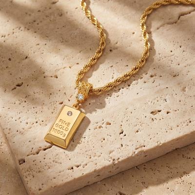 Altın Kaplama İmitasyon Külçe Model Kolye Ucu TGR-737