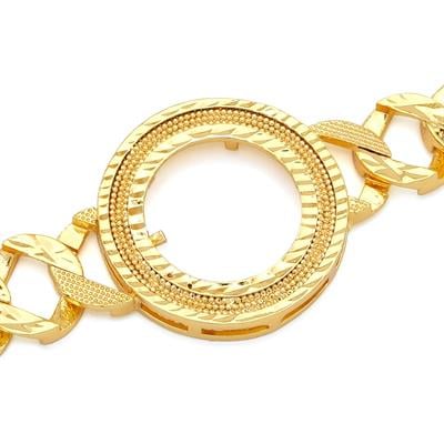 Altın Kaplama İmitasyon Zirkon Taşlı Desenli Çeyrek Çerçeve Bileklik BLK-1174