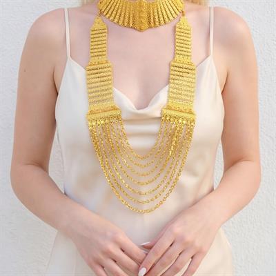 Altın Kaplama İşlemeli Akıtma Kolye KLY-669