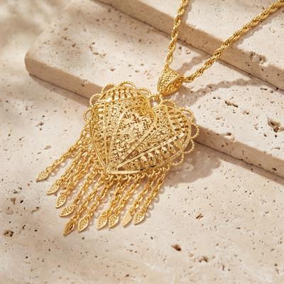 Altın Kaplama İşlemeli Hint işi İmitasyon Kolye ucu TGR-590