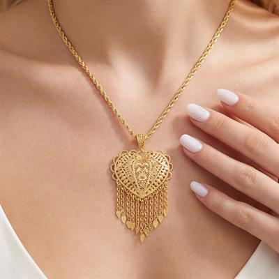 Altın Kaplama İşlemeli Hint işi İmitasyon Kolye ucu TGR-590