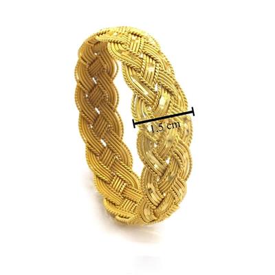 Altın Kaplama Kalın Işıltılı Örgü İmitasyon Bilezik 