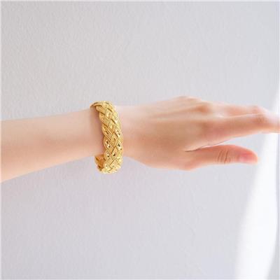 Altın Kaplama Kalın Işıltılı Örgü İmitasyon Bilezik 