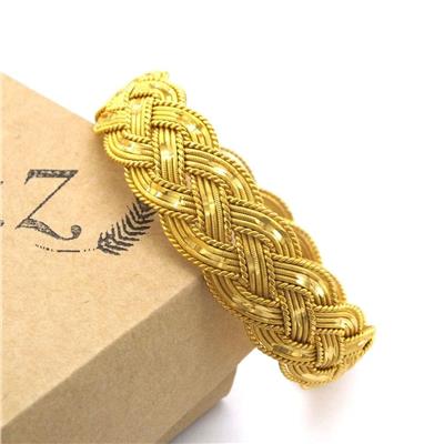 Altın Kaplama Kalın Işıltılı Örgü İmitasyon Bilezik 