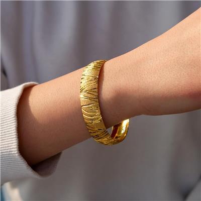 Altın Kaplama Kaz Ayağı Model Bilezik 15 mm Kalınlık BLZ-1020