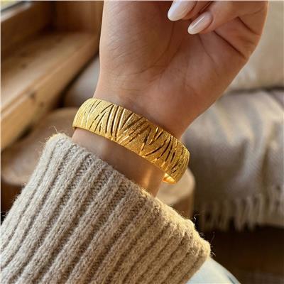 Altın Kaplama Kaz Ayağı Model Bilezik 15 mm Kalınlık BLZ-1020