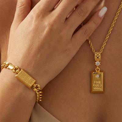 Altın Kaplama Külçe Model Kolye Ve Bileklik Kombin BND-120