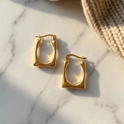 Altın Kaplama Küpe Dikdörtgen Model UNK-819