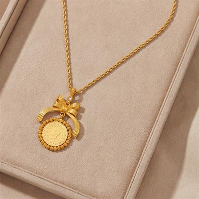 Altın Kaplama Kurdeleli Dorikalı Çeyrek Kolye Ucu TGR-727