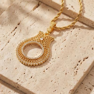 Altın Kaplama Lale Model Çeyrek Çerçeve Kolye Ucu TGR-442